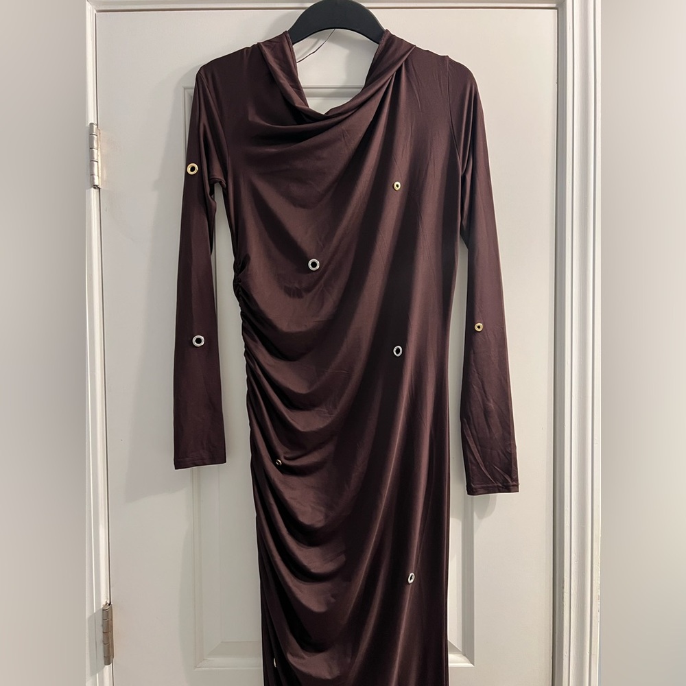 EYELET-DETAIL ASYMMETRIC DRESS NO OFFERS - Picture 8 of 10